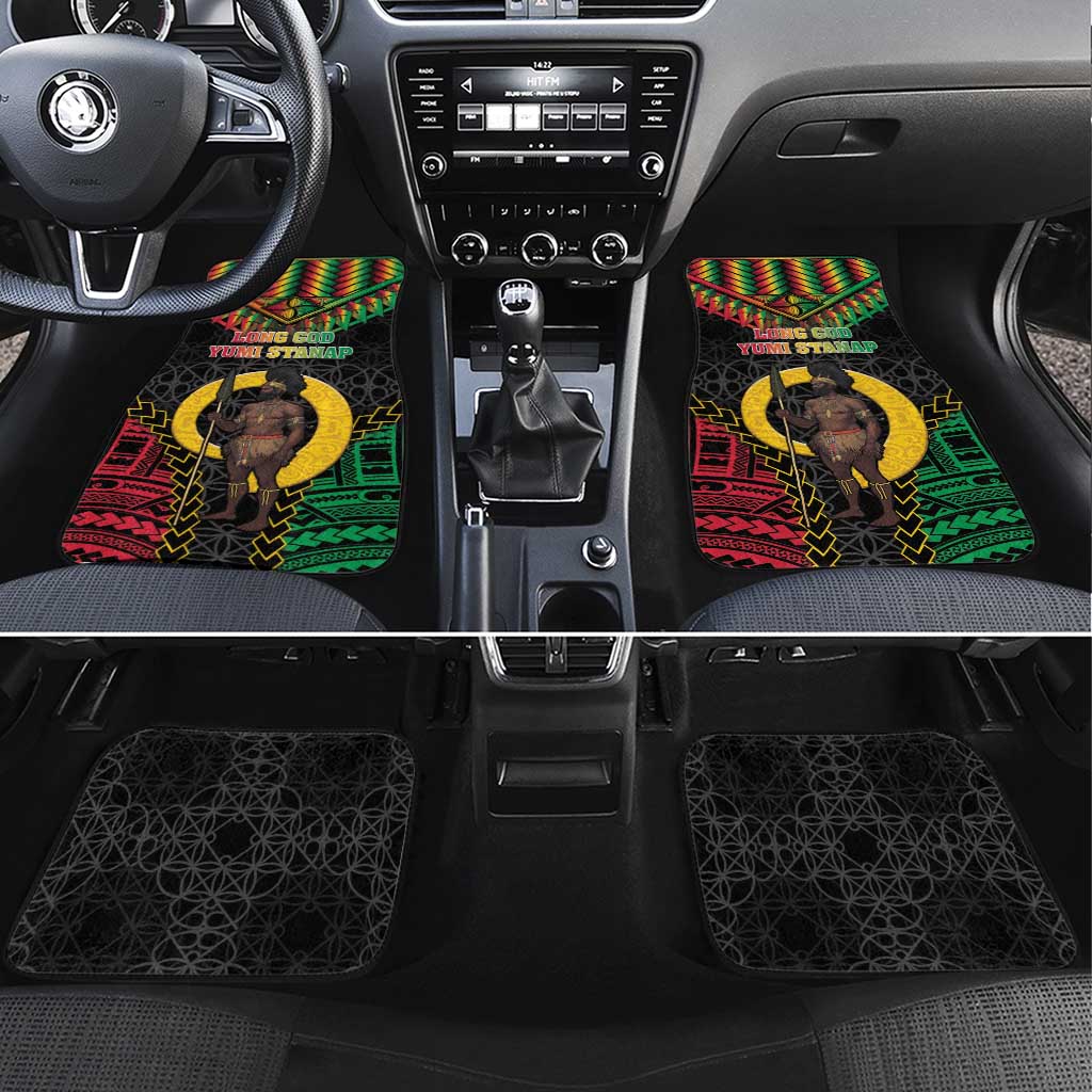 Vanuatu 45th Anniversary Independence Day Car Mats Melanesian Warrior With Sand Drawing Pattern LT05