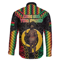 Vanuatu 45th Anniversary Independence Day Family Matching Off The Shoulder Long Sleeve Dress and Hawaiian Shirt Melanesian Warrior With Sand Drawing Pattern LT05 - Polynesian Pride