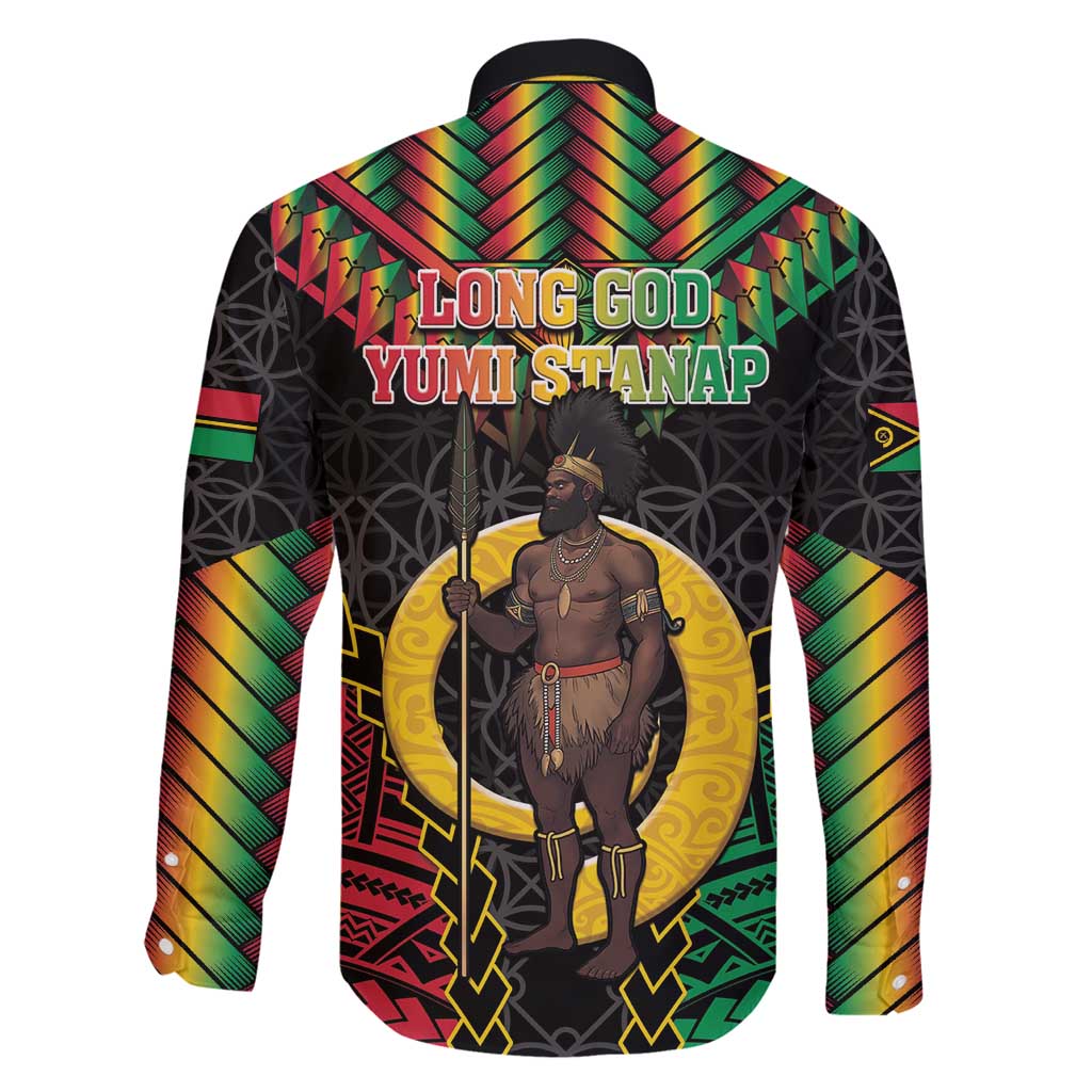 Vanuatu 45th Anniversary Independence Day Family Matching Off Shoulder Short Dress and Hawaiian Shirt Melanesian Warrior With Sand Drawing Pattern LT05
