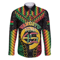 Vanuatu 45th Anniversary Independence Day Family Matching Puletasi and Hawaiian Shirt Melanesian Warrior With Sand Drawing Pattern LT05