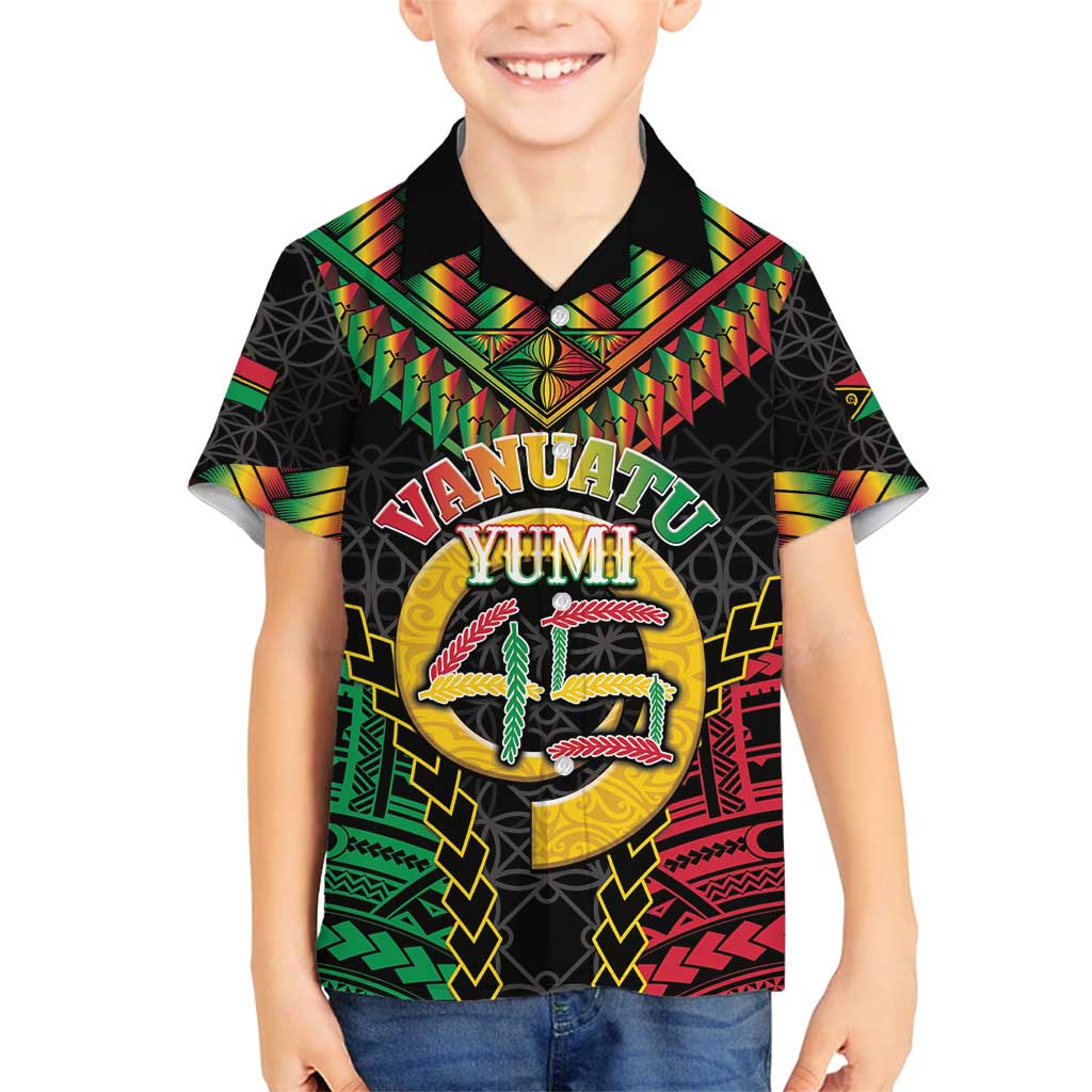 Vanuatu 45th Anniversary Independence Day Family Matching Puletasi and Hawaiian Shirt Melanesian Warrior With Sand Drawing Pattern LT05