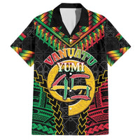 Vanuatu 45th Anniversary Independence Day Family Matching Short Sleeve Bodycon Dress and Hawaiian Shirt Melanesian Warrior With Sand Drawing Pattern LT05 Dad's Shirt - Short Sleeve Black - Polynesian Pride