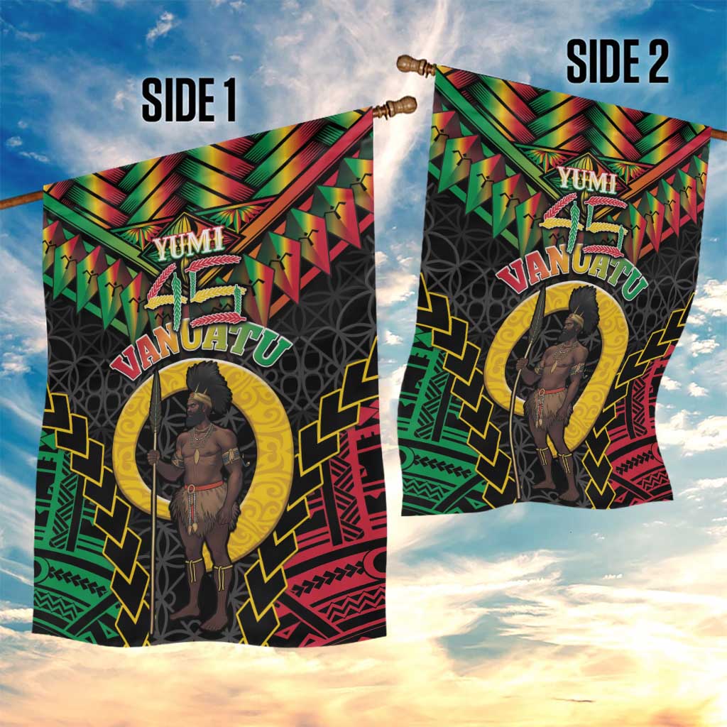 Vanuatu 45th Anniversary Independence Day Garden Flag Melanesian Warrior With Sand Drawing Pattern LT05