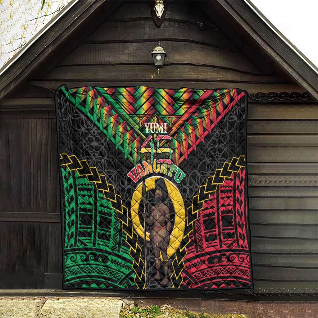 Vanuatu 45th Anniversary Independence Day Quilt Melanesian Warrior With Sand Drawing Pattern LT05