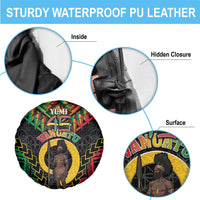 Vanuatu 45th Anniversary Independence Day Spare Tire Cover Melanesian Warrior With Sand Drawing Pattern LT05