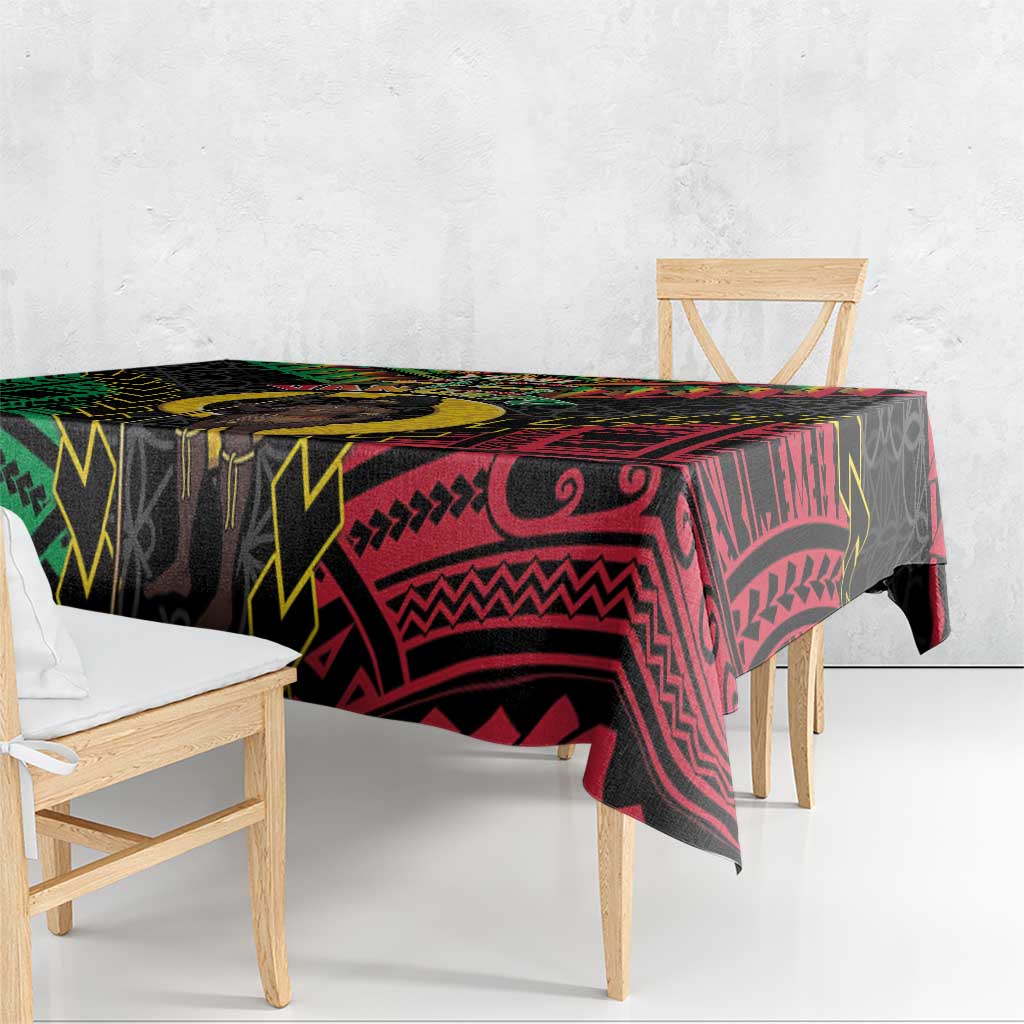 Vanuatu 45th Anniversary Independence Day Tablecloth Melanesian Warrior With Sand Drawing Pattern LT05