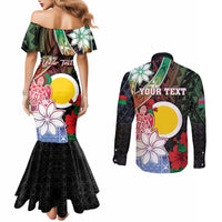 Personalised Vanuatu Shefa Day Couples Matching Mermaid Dress and Long Sleeve Button Shirt Floral Pattern