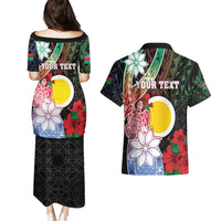 Personalised Vanuatu Shefa Day Couples Matching Puletasi and Hawaiian Shirt Floral Pattern