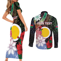 Personalised Vanuatu Shefa Day Couples Matching Short Sleeve Bodycon Dress and Long Sleeve Button Shirt Floral Pattern