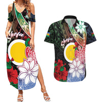 Personalised Vanuatu Shefa Day Couples Matching Summer Maxi Dress and Hawaiian Shirt Floral Pattern