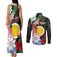 Personalised Vanuatu Shefa Day Couples Matching Tank Maxi Dress and Long Sleeve Button Shirt Floral Pattern