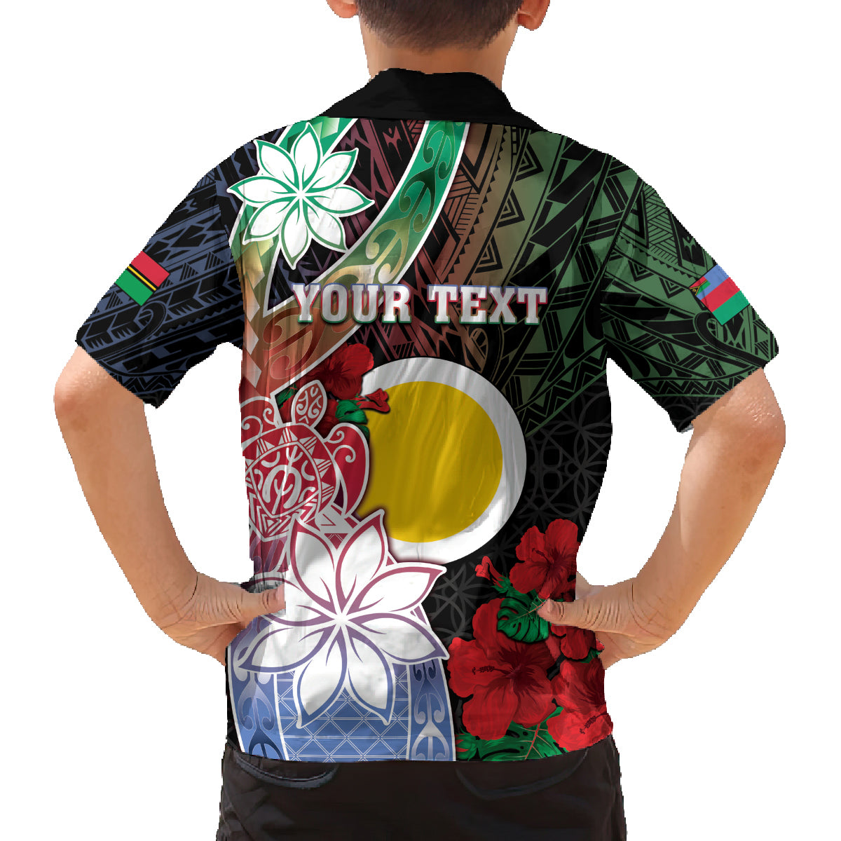 Personalised Vanuatu Shefa Day Family Matching Off The Shoulder Long Sleeve Dress and Hawaiian Shirt Floral Pattern