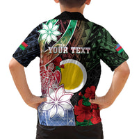 Personalised Vanuatu Shefa Day Family Matching Off The Shoulder Long Sleeve Dress and Hawaiian Shirt Floral Pattern