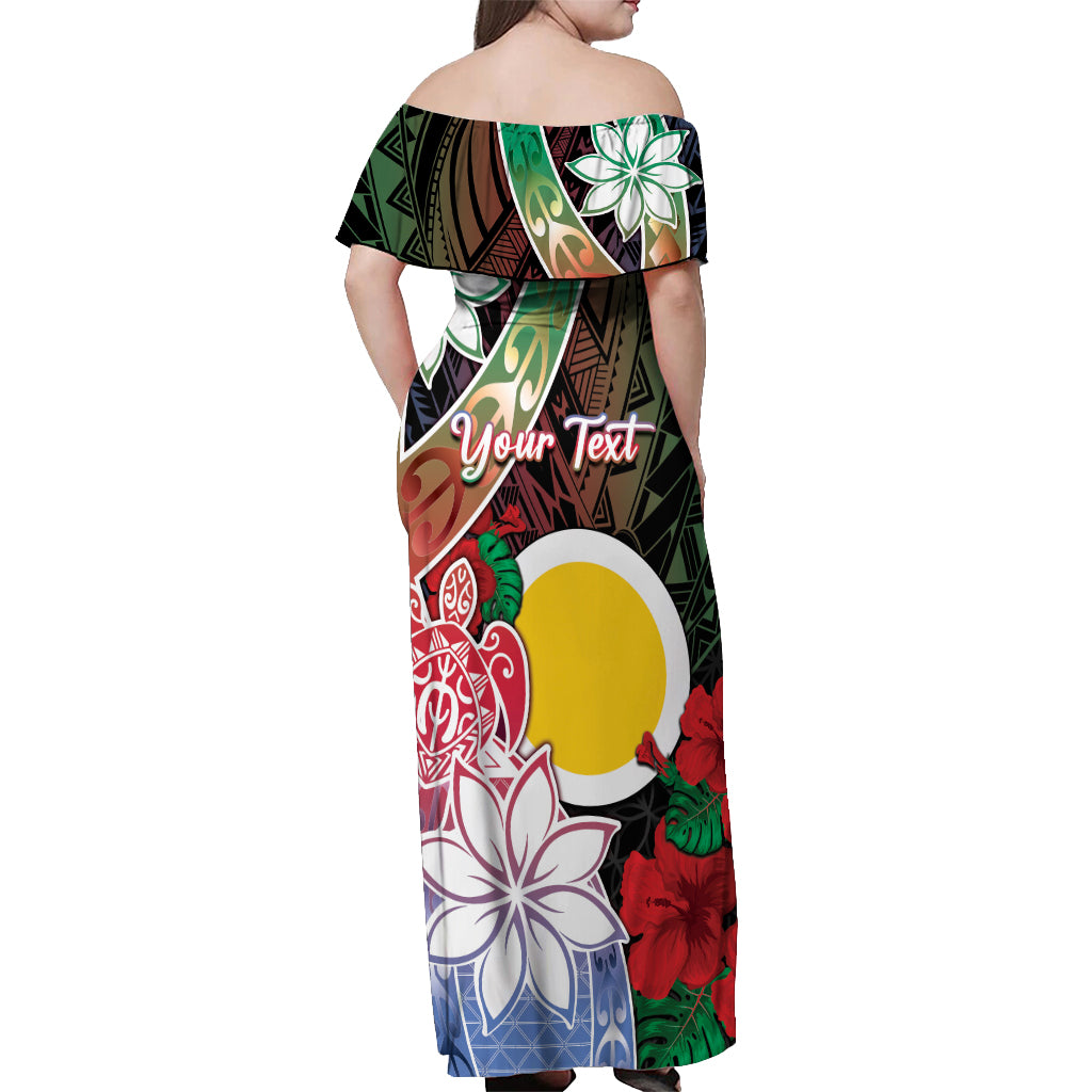 Personalised Vanuatu Shefa Day Off Shoulder Maxi Dress Floral Pattern