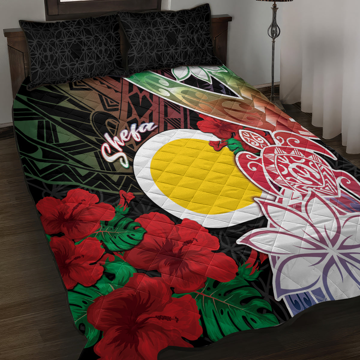 Vanuatu Shefa Day Quilt Bed Set Floral Pattern
