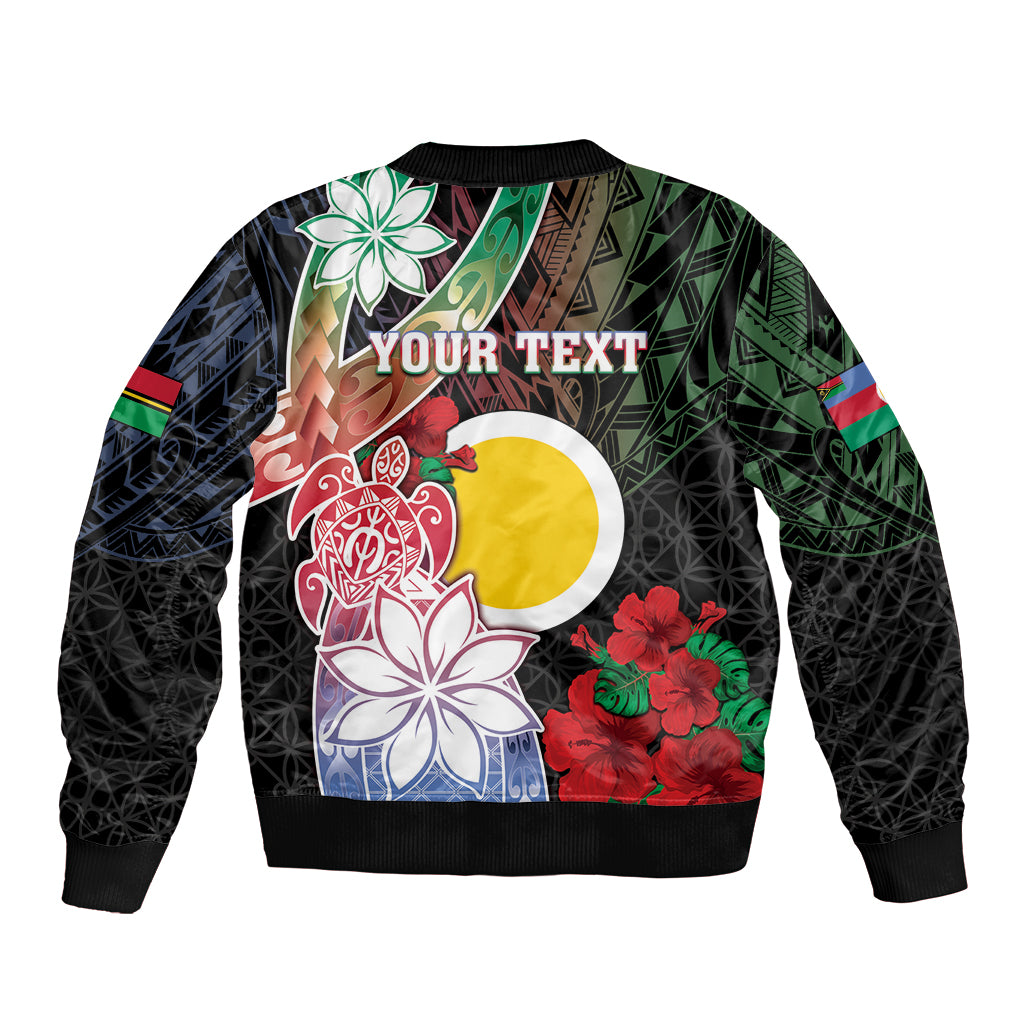 Personalised Vanuatu Shefa Day Sleeve Zip Bomber Jacket Floral Pattern