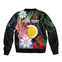 Personalised Vanuatu Shefa Day Sleeve Zip Bomber Jacket Floral Pattern