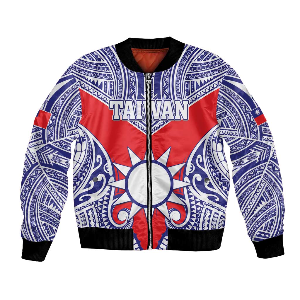 Personalised Taiwan Bomber Jacket Austronesian Tribal Tattoo Red - Polynesian Pride