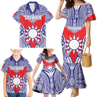 Personalised Taiwan Family Matching Mermaid Dress and Hawaiian Shirt Austronesian Tribal Tattoo Red LT05 - Polynesian Pride