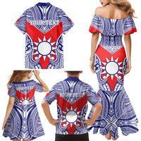 Personalised Taiwan Family Matching Mermaid Dress and Hawaiian Shirt Austronesian Tribal Tattoo Red LT05 - Polynesian Pride