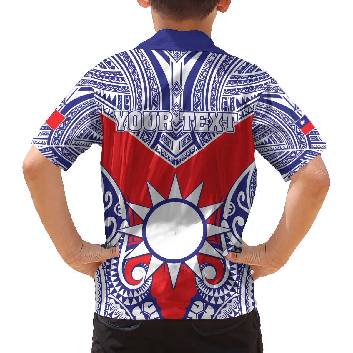 Personalised Taiwan Family Matching Off The Shoulder Long Sleeve Dress and Hawaiian Shirt Austronesian Tribal Tattoo Red LT05 - Polynesian Pride