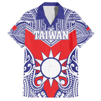 Personalised Taiwan Family Matching Off The Shoulder Long Sleeve Dress and Hawaiian Shirt Austronesian Tribal Tattoo Red LT05 Dad's Shirt - Short Sleeve Red - Polynesian Pride