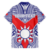 Personalised Taiwan Family Matching Off The Shoulder Long Sleeve Dress and Hawaiian Shirt Austronesian Tribal Tattoo Red LT05 - Polynesian Pride