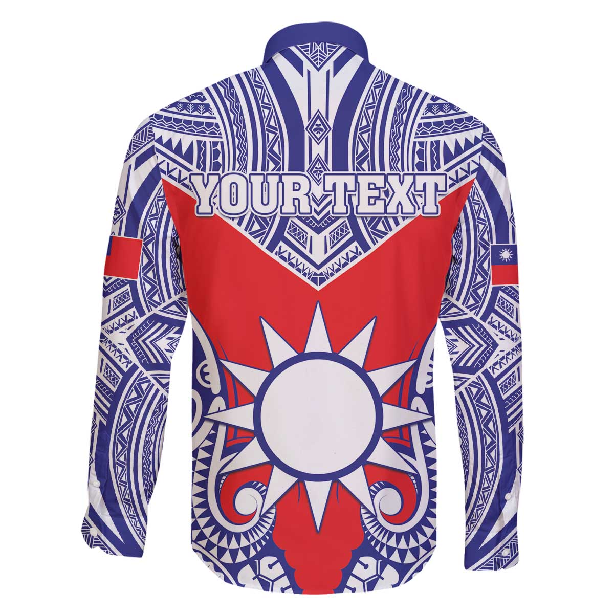 Personalised Taiwan Family Matching Off The Shoulder Long Sleeve Dress and Hawaiian Shirt Austronesian Tribal Tattoo Red LT05 - Polynesian Pride