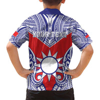 Personalised Taiwan Family Matching Off Shoulder Short Dress and Hawaiian Shirt Austronesian Tribal Tattoo Red - Polynesian Pride