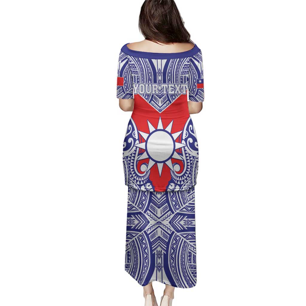 Personalised Taiwan Family Matching Puletasi and Hawaiian Shirt Austronesian Tribal Tattoo Red - Polynesian Pride