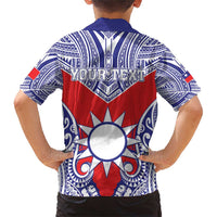 Personalised Taiwan Family Matching Short Sleeve Bodycon Dress and Hawaiian Shirt Austronesian Tribal Tattoo Red LT05 - Polynesian Pride