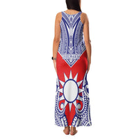 Personalised Taiwan Family Matching Tank Maxi Dress and Hawaiian Shirt Austronesian Tribal Tattoo Red - Polynesian Pride