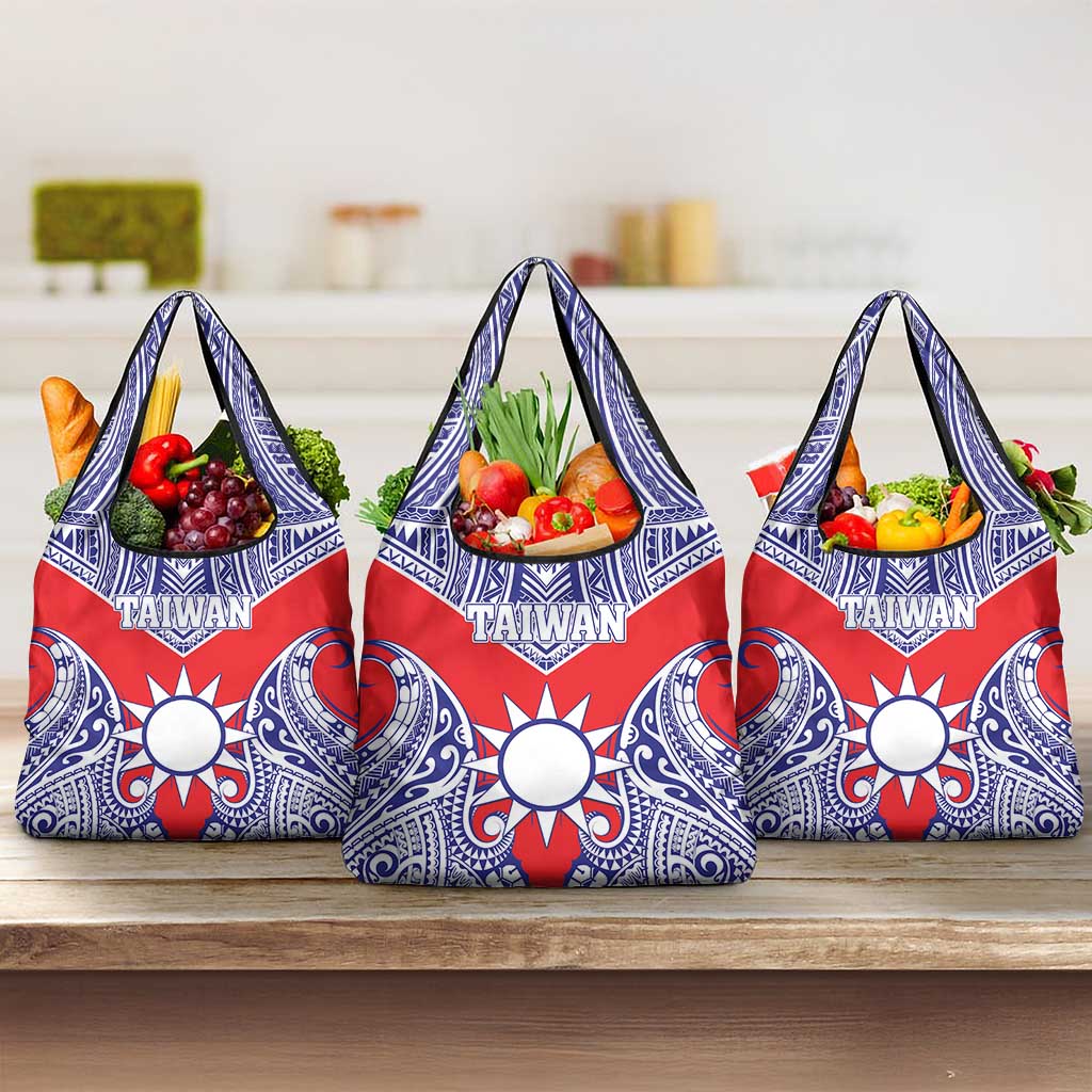Taiwan Grocery Bag Austronesian Tribal Tattoo Red - Polynesian Pride