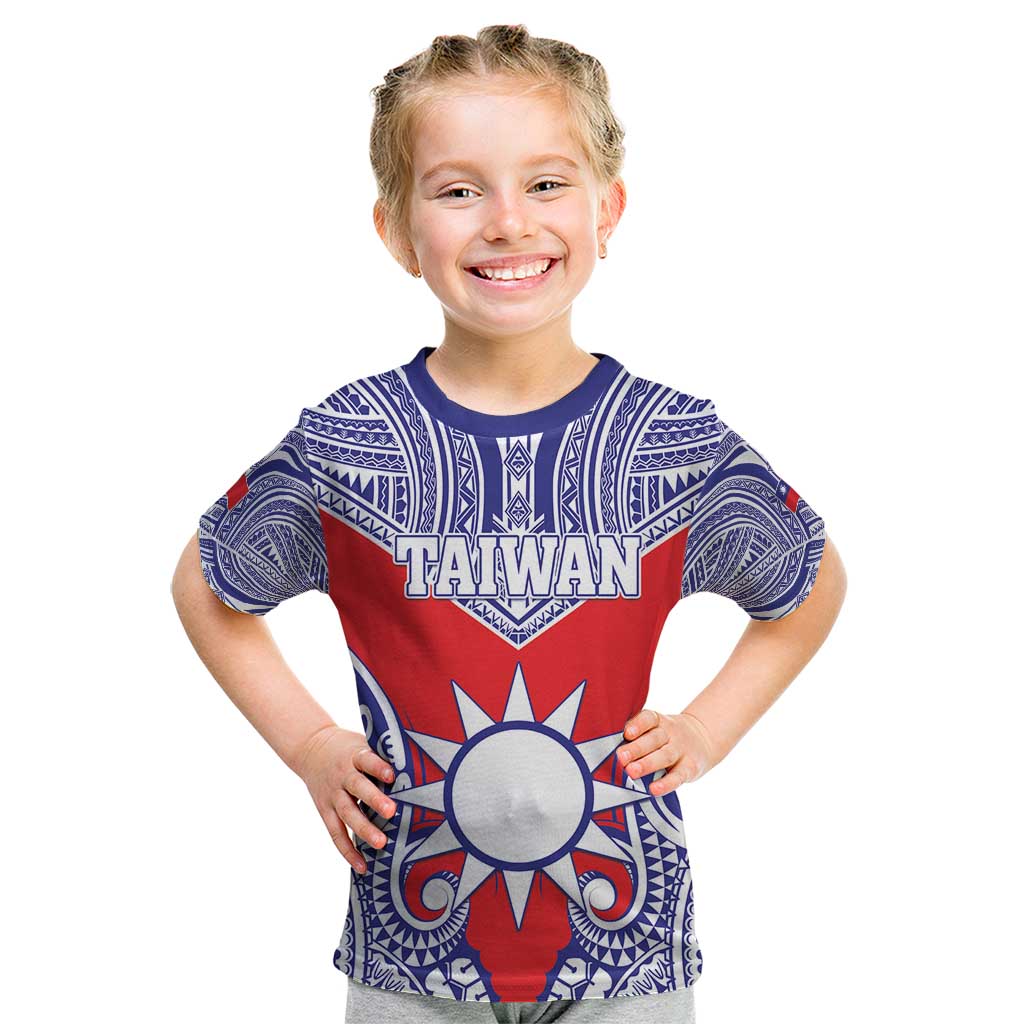 Personalised Taiwan Kid T Shirt Austronesian Tribal Tattoo Red - Polynesian Pride