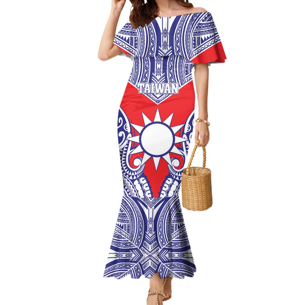 Personalised Taiwan Mermaid Dress Austronesian Tribal Tattoo Red - Polynesian Pride