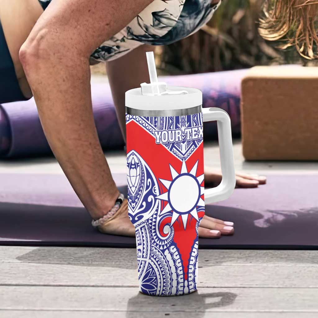 Personalised Taiwan Tumbler With Handle Austronesian Tribal Tattoo Red - Polynesian Pride
