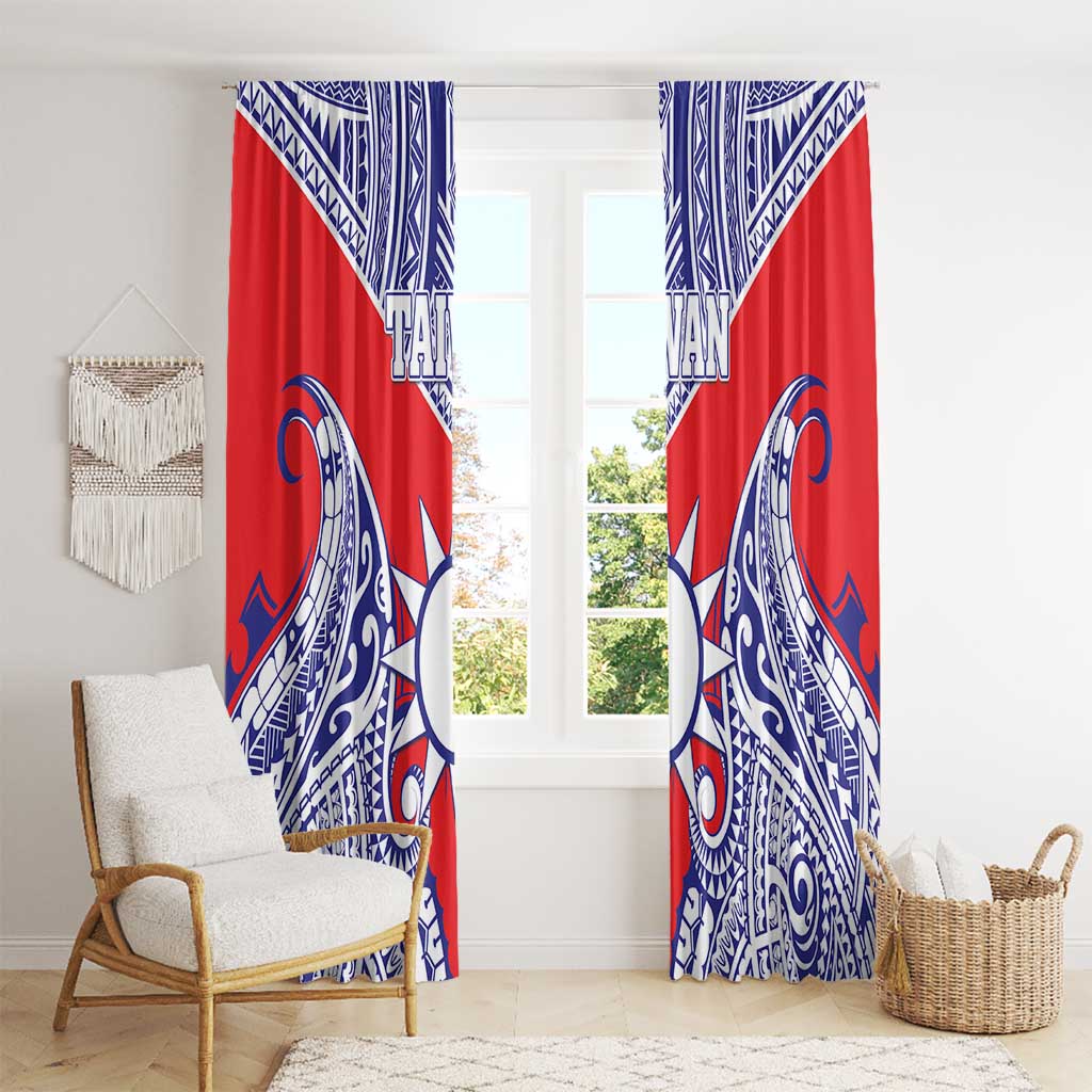 Taiwan Window Curtain Austronesian Tribal Tattoo Red - Polynesian Pride