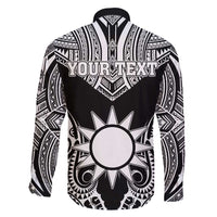 Personalised Taiwan Family Matching Long Sleeve Bodycon Dress and Hawaiian Shirt Austronesian Tribal Tattoo Black LT05 - Polynesian Pride