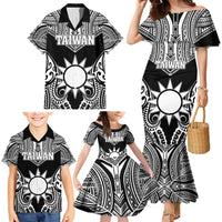 Personalised Taiwan Family Matching Mermaid Dress and Hawaiian Shirt Austronesian Tribal Tattoo Black LT05 - Polynesian Pride
