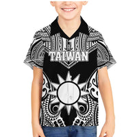 Personalised Taiwan Family Matching Mermaid Dress and Hawaiian Shirt Austronesian Tribal Tattoo Black LT05 Son's Shirt Black - Polynesian Pride