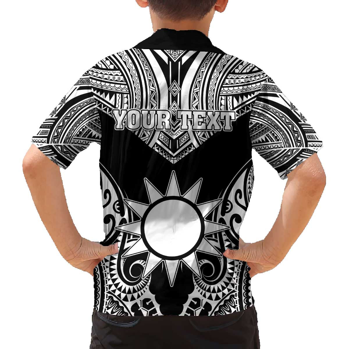 Personalised Taiwan Family Matching Off The Shoulder Long Sleeve Dress and Hawaiian Shirt Austronesian Tribal Tattoo Black LT05 - Polynesian Pride