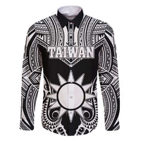 Personalised Taiwan Family Matching Short Sleeve Bodycon Dress and Hawaiian Shirt Austronesian Tribal Tattoo Black LT05 Dad's Shirt - Long Sleeve Black - Polynesian Pride