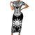 Personalised Taiwan Family Matching Short Sleeve Bodycon Dress and Hawaiian Shirt Austronesian Tribal Tattoo Black - Polynesian Pride
