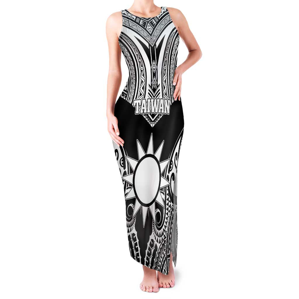 Personalised Taiwan Family Matching Tank Maxi Dress and Hawaiian Shirt Austronesian Tribal Tattoo Black - Polynesian Pride