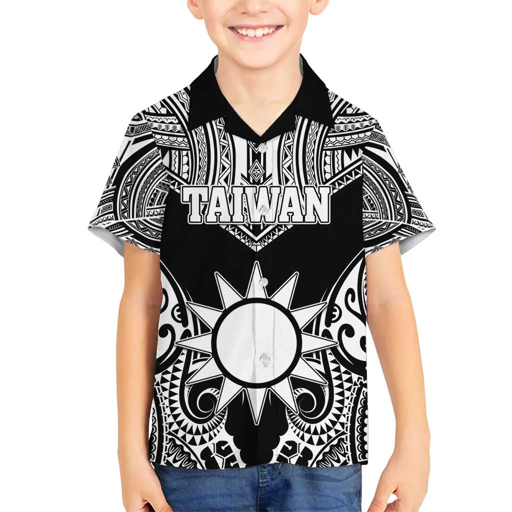 Personalised Taiwan Family Matching Tank Maxi Dress and Hawaiian Shirt Austronesian Tribal Tattoo Black - Polynesian Pride