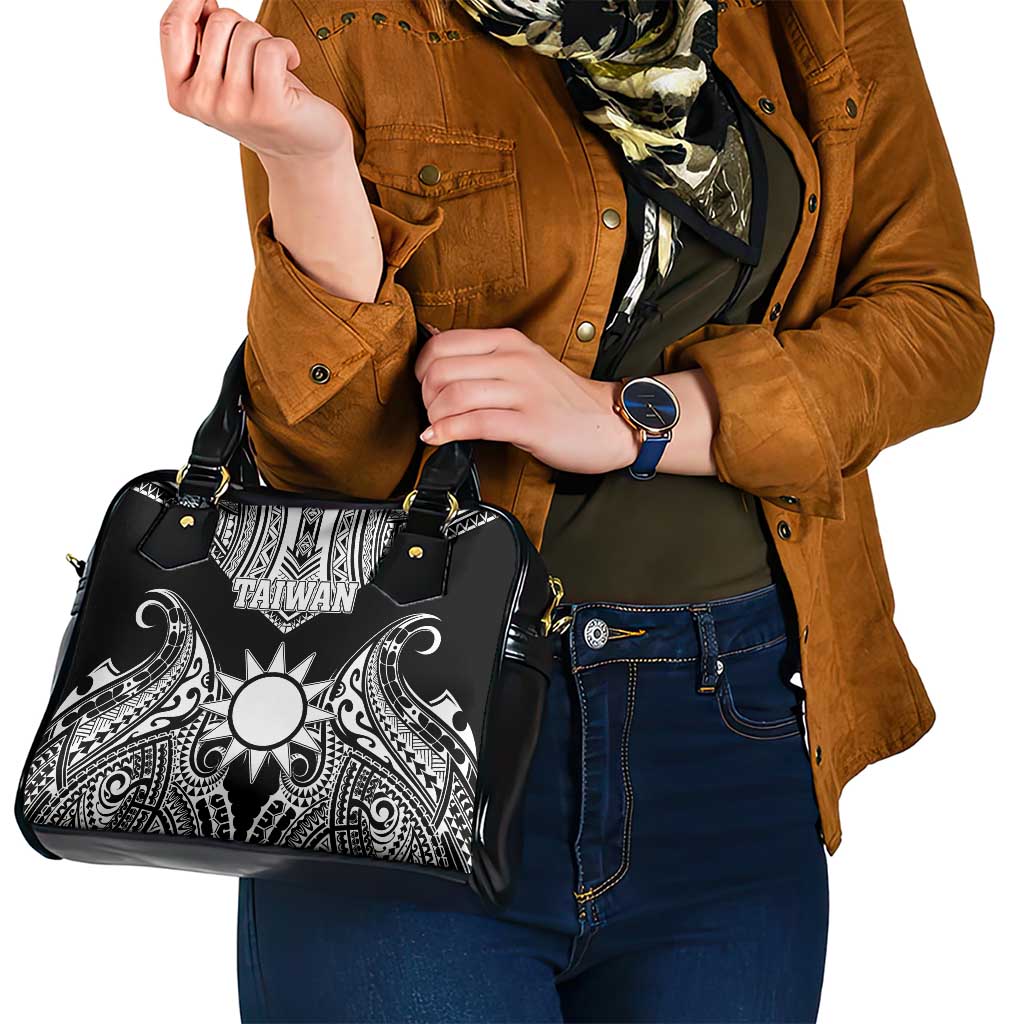 Taiwan Shoulder Handbag Austronesian Tribal Tattoo Black - Polynesian Pride