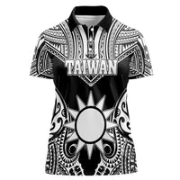 Personalised Taiwan Women Polo Shirt Austronesian Tribal Tattoo Black LT05 Female Black - Polynesian Pride