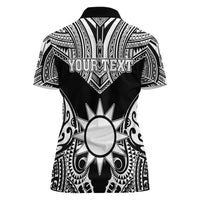 Personalised Taiwan Women Polo Shirt Austronesian Tribal Tattoo Black LT05 - Polynesian Pride