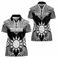 Personalised Taiwan Women Polo Shirt Austronesian Tribal Tattoo Black LT05 - Polynesian Pride