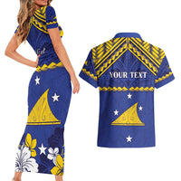 Personalised Tokelau Happy Tokehega Day Couples Matching Short Sleeve Bodycon Dress and Hawaiian Shirt Polynesian Tribal Tattoo LT05 - Polynesian Pride